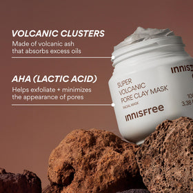 innisfree Super Volcanic Pore Clay Mask on a bathroom counter