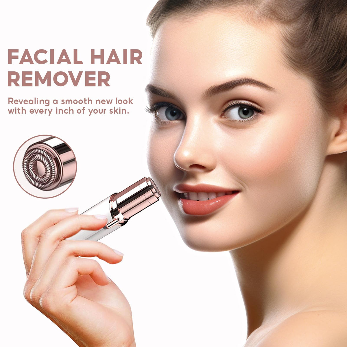 innobeaut Painless Electric Face Shaver in a makeup bag