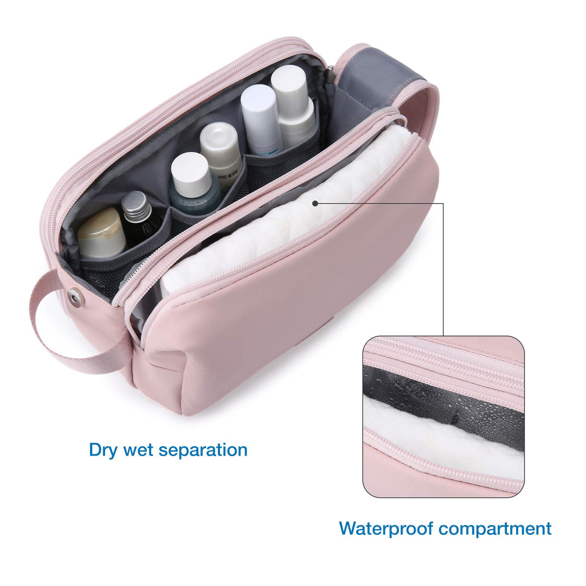 Inside view of BAGSMART Toiletry Bag showing compartments
