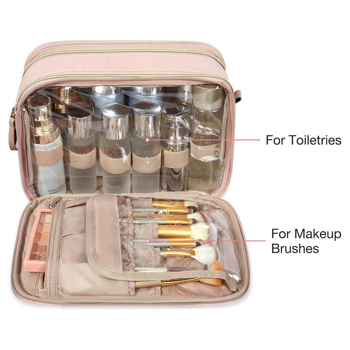 Inside view of BAGSMART toiletry bag with compartments