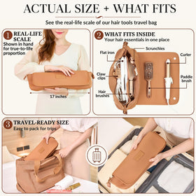 Inside view of BAREFOOT CARIBOU Hair Tools Travel Bag showing pockets