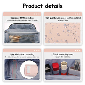 Inside view of BOYATU travel cosmetic bag showing organization