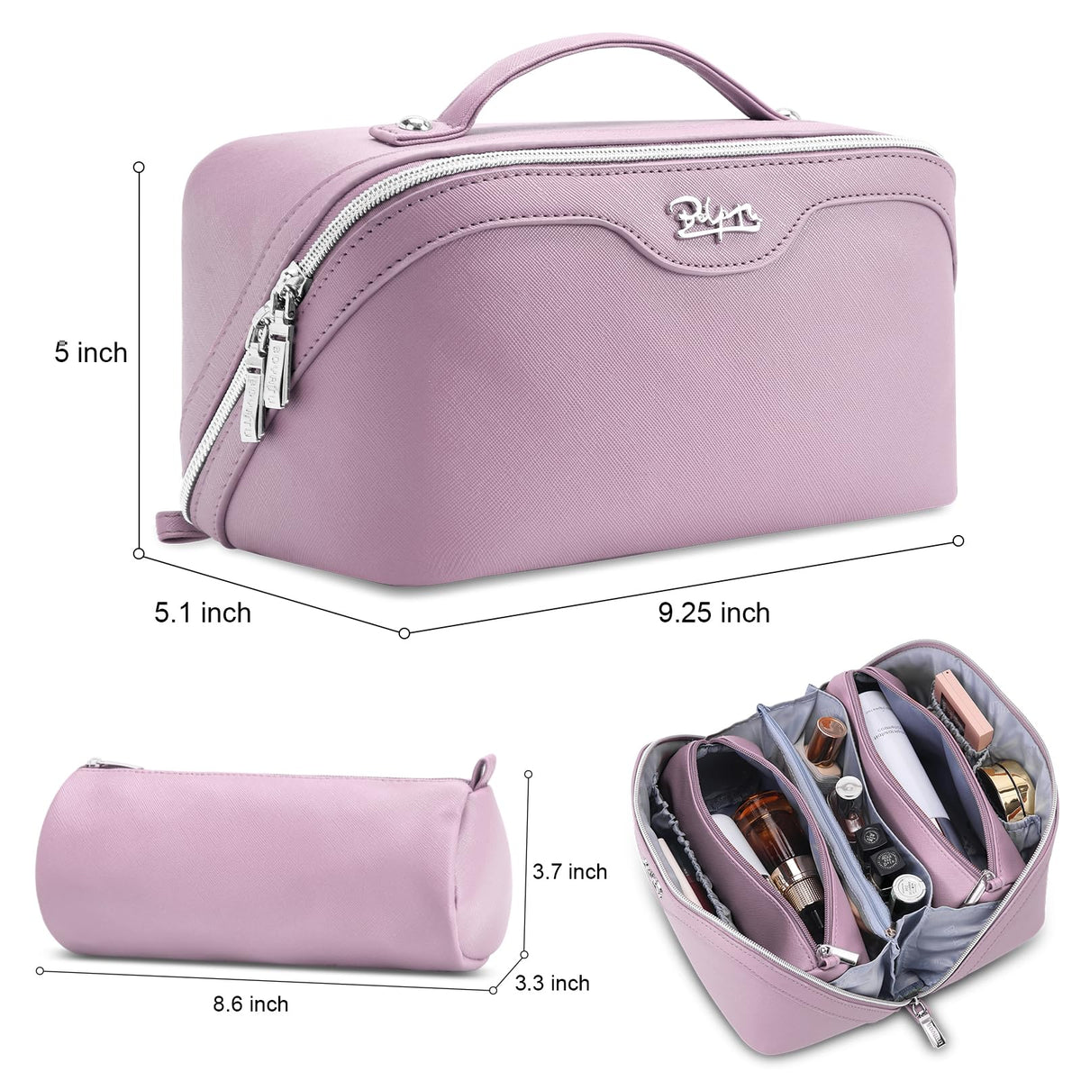 Inside view of BOYATU Travel Makeup Bag showing compartments