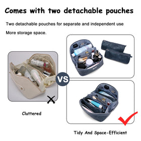 Inside view of BOYATU Travel Makeup Bag showing compartments