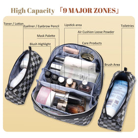 Inside view of BOYATU Travel Makeup Bag with compartments