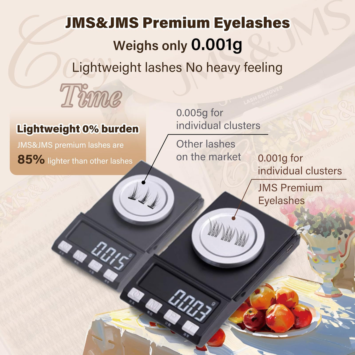 Inside view of JMS&JMS Lash Clusters Kit with lashes and accessories