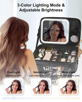Inside view of Relavel Makeup Train Case with partitions