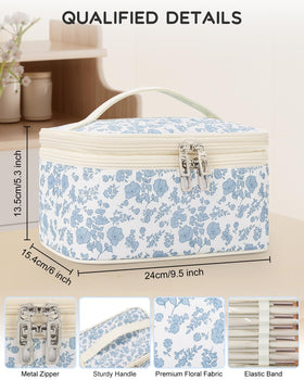 Inside view of Relavel Travel Makeup Bag showing compartments