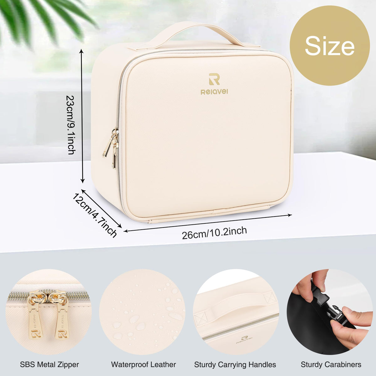 Inside view of Relavel Travel Makeup Bag with compartments
