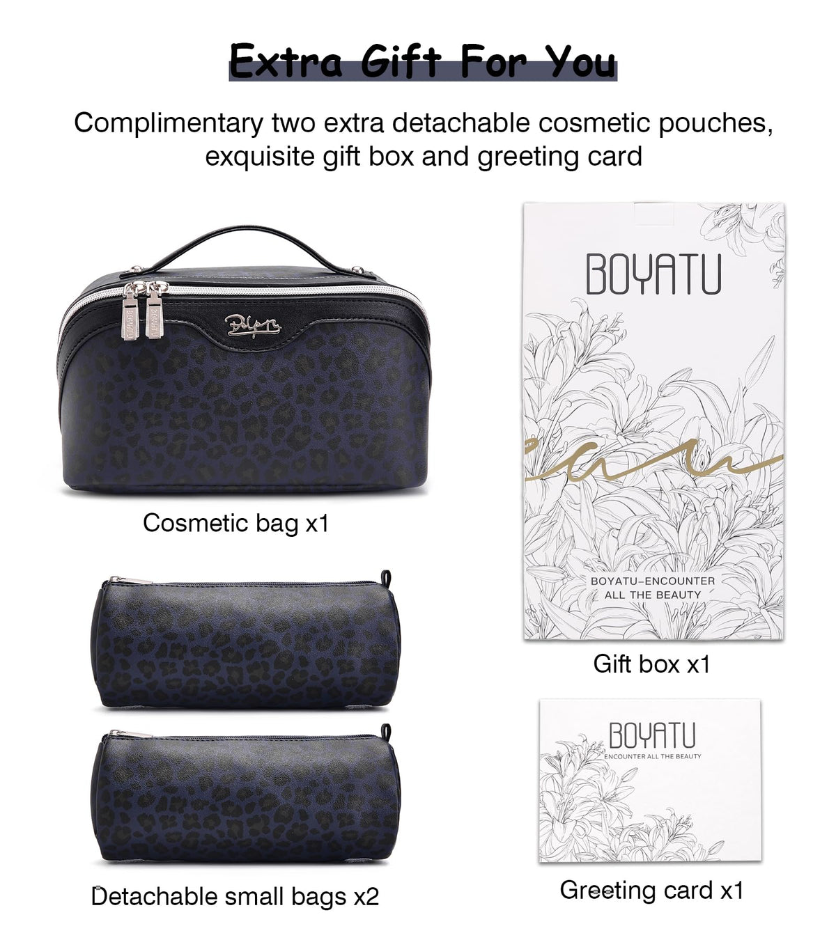 Inside view of the BOYATU Makeup Organizer showing compartments