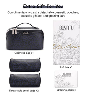 Inside view of the BOYATU Makeup Organizer showing compartments
