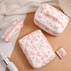 Inside view of uekeboag Large Floral Cotton Makeup Bag