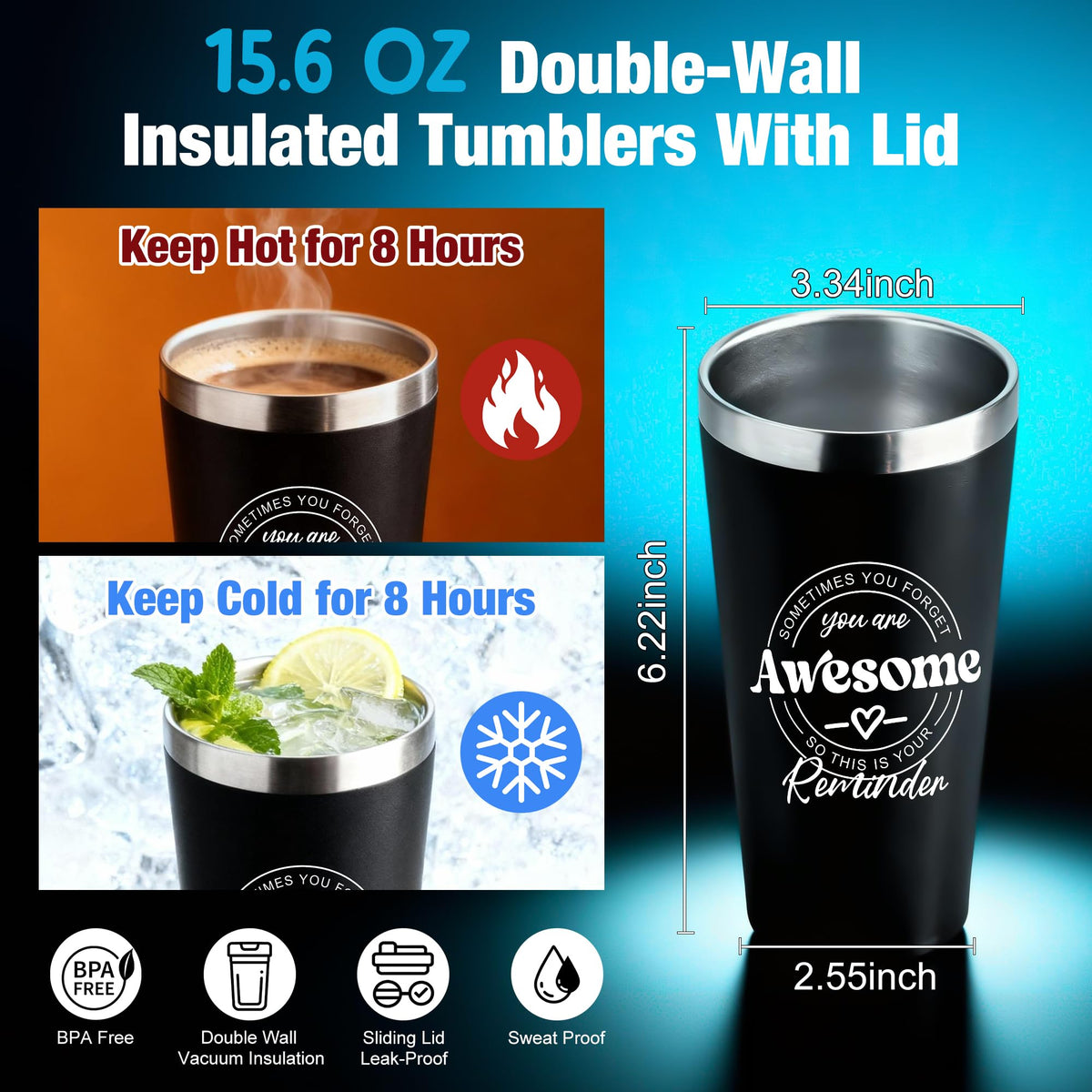 Inspirational coffee tumbler with message