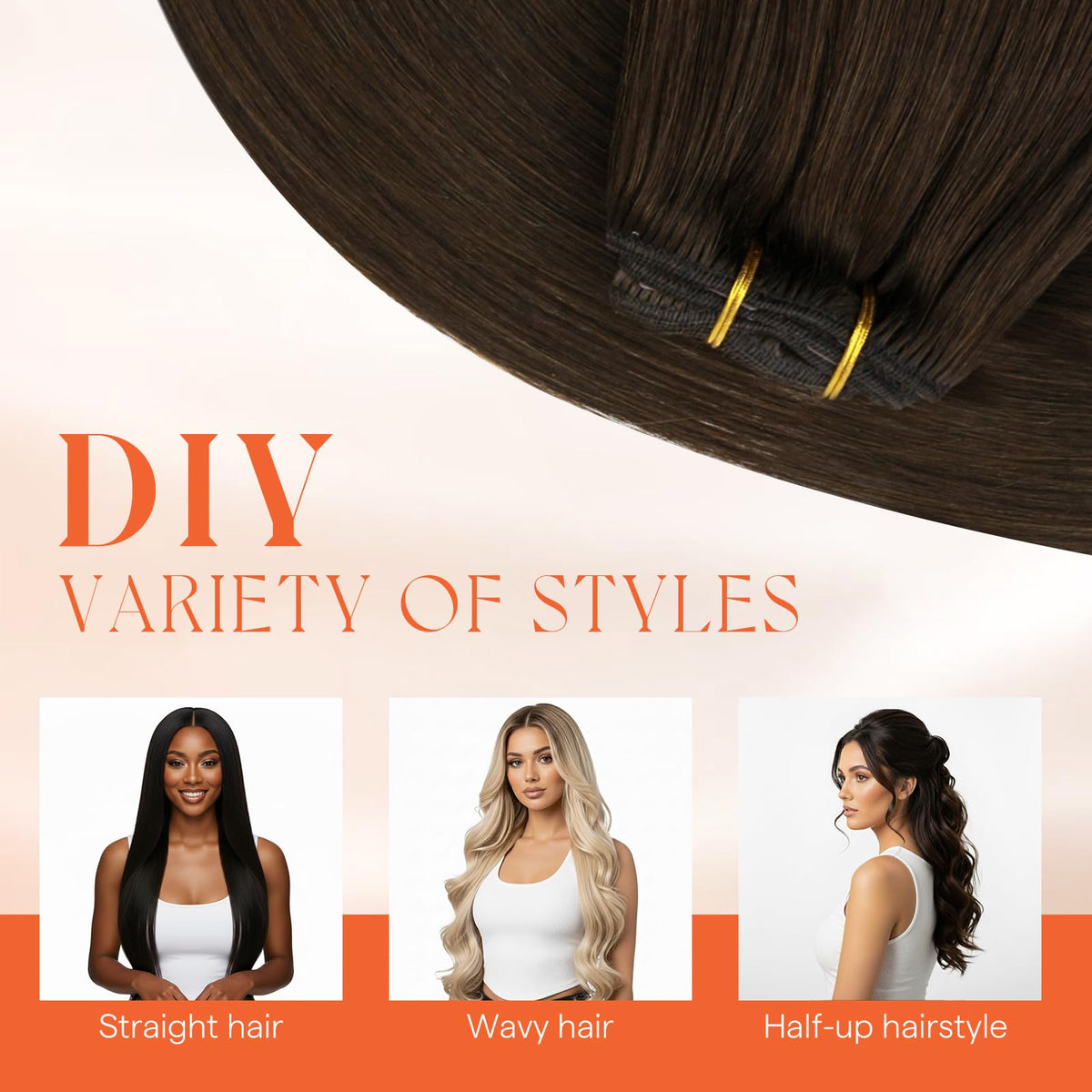 Instruction guide for applying Sunny Hair Clip-in Extensions