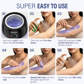 Instruction guide for using the KeShi waxing kit
