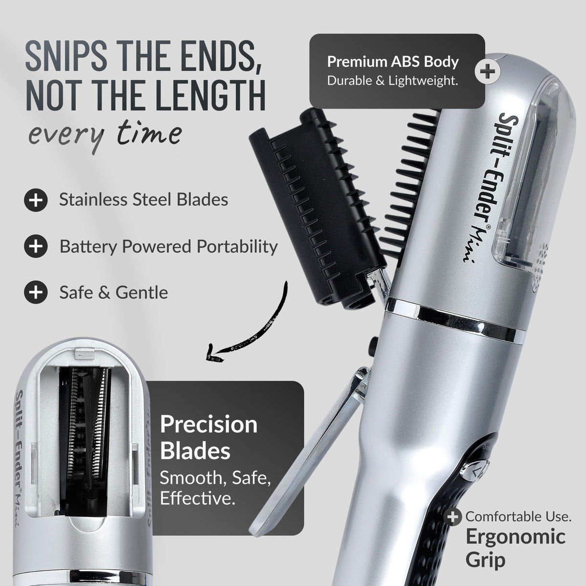 Instruction manual and cleaning brush for Split-Ender Mini