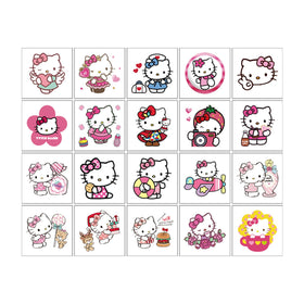 Instructions for applying Hello Kitty temporary tattoos