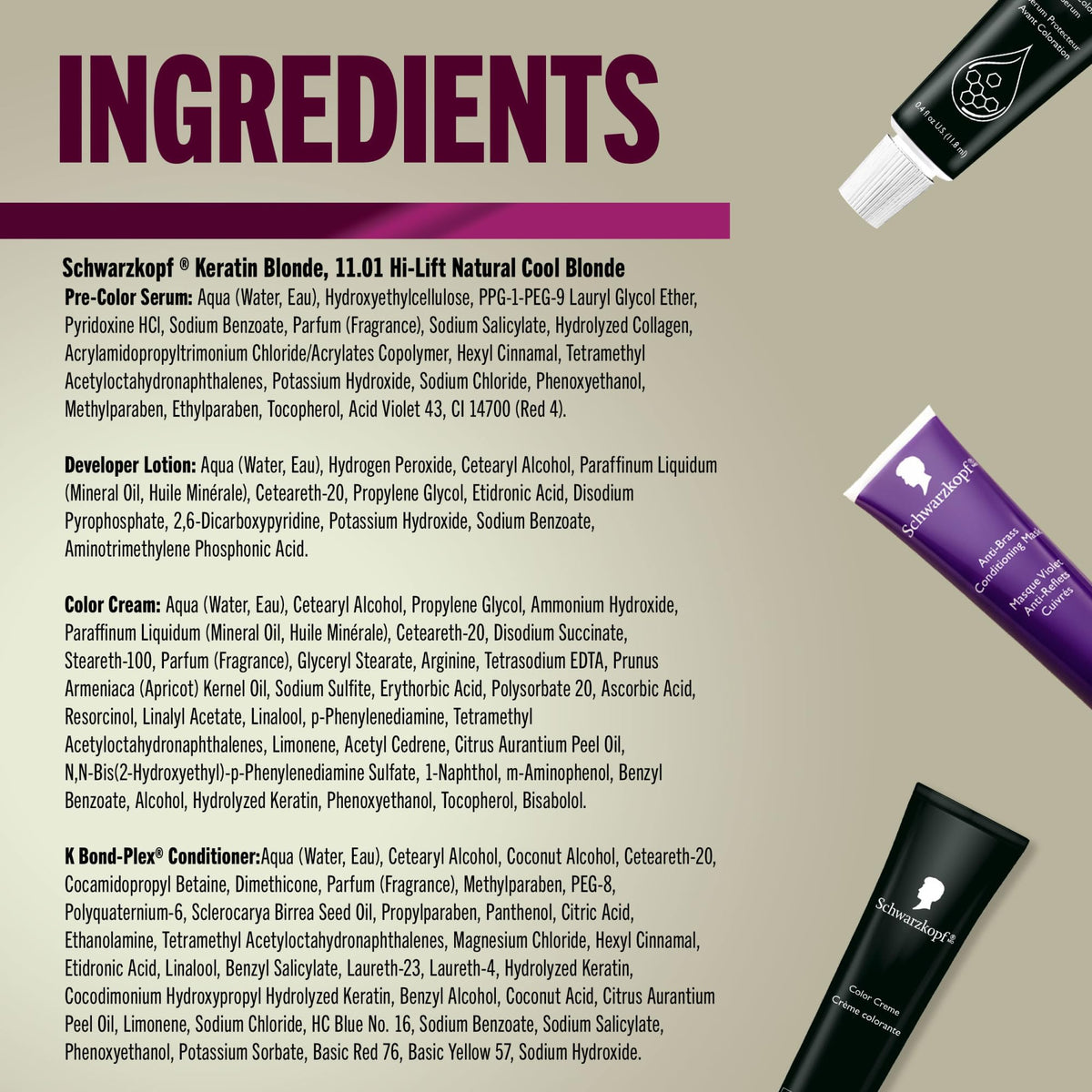 Instructions for using Schwarzkopf High Lift Natural Cool Blonde 11.01 hair dye