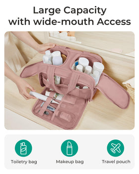 Interior compartments of BAGSMART Travel Toiletry Bag