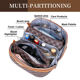 Interior compartments of BOYATU Travel Makeup Bag