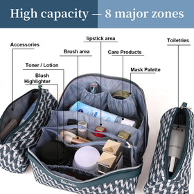 Interior compartments of BOYATU travel makeup bag