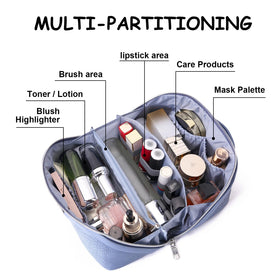 Interior compartments of BOYATU Travel Makeup Bag