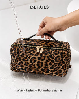 Interior compartments of EACHY Travel Makeup Bag