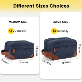 Interior compartments of the Vorspack Canvas Travel Toiletry Bag