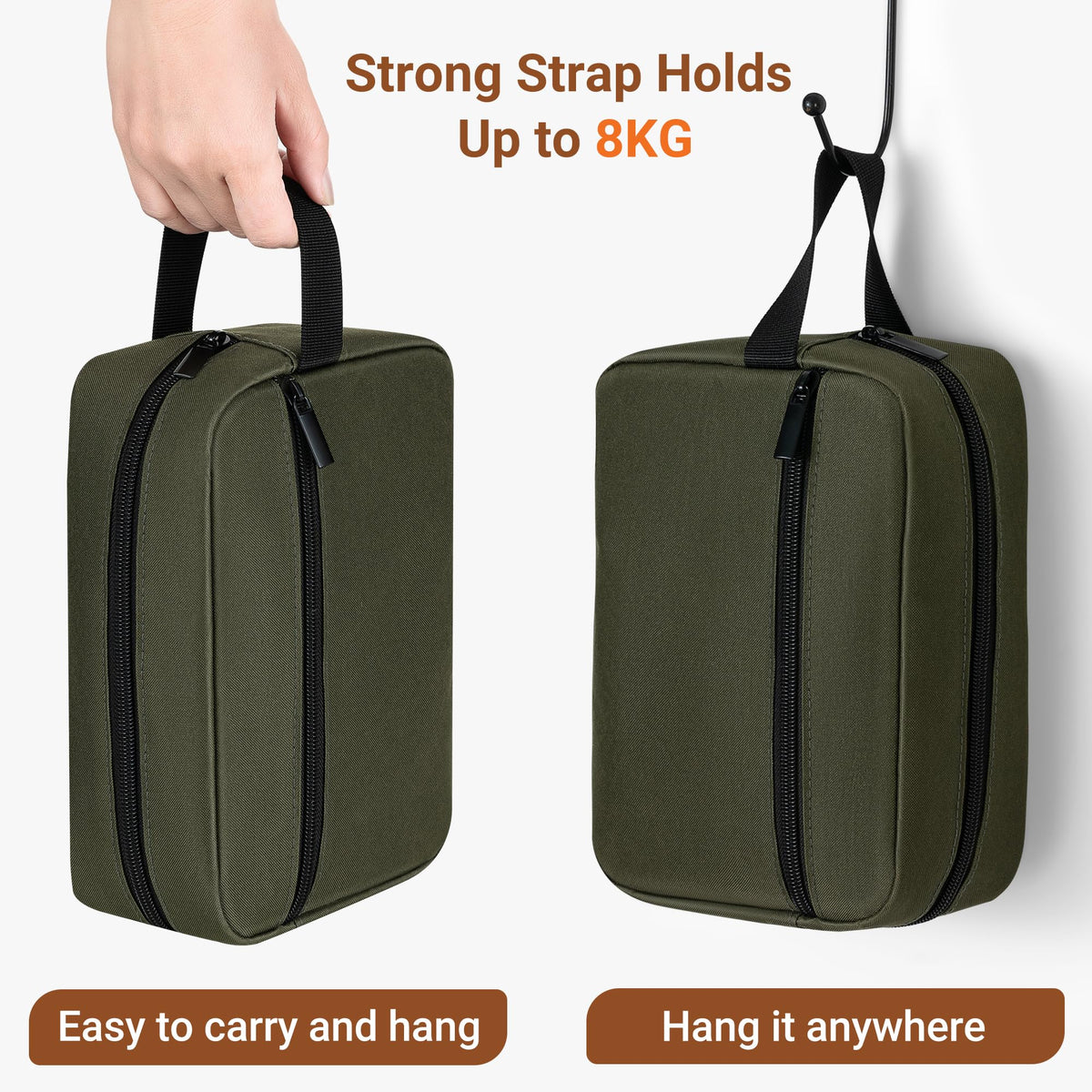 Interior of Elviros Hanging Toiletry Bag showing compartments