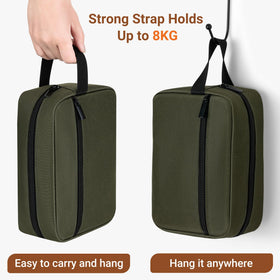 Interior of Elviros Hanging Toiletry Bag showing compartments