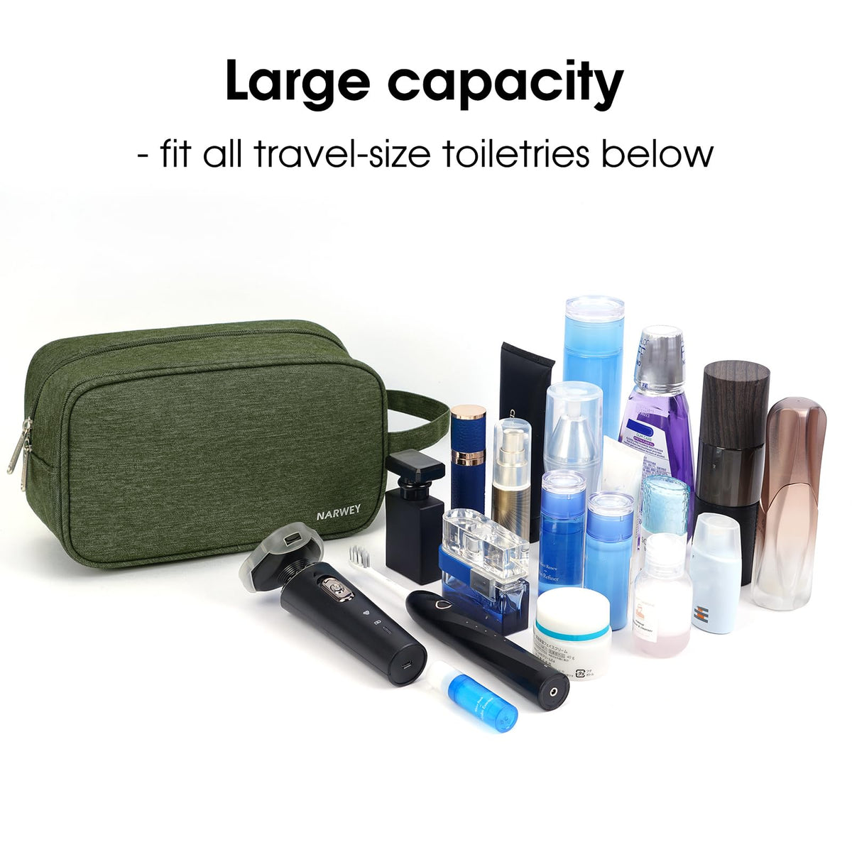 Interior of Narwey Travel Toiletry Bag with compartments