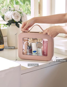 Interior of Popvibe Clear Makeup Case Set with makeup products