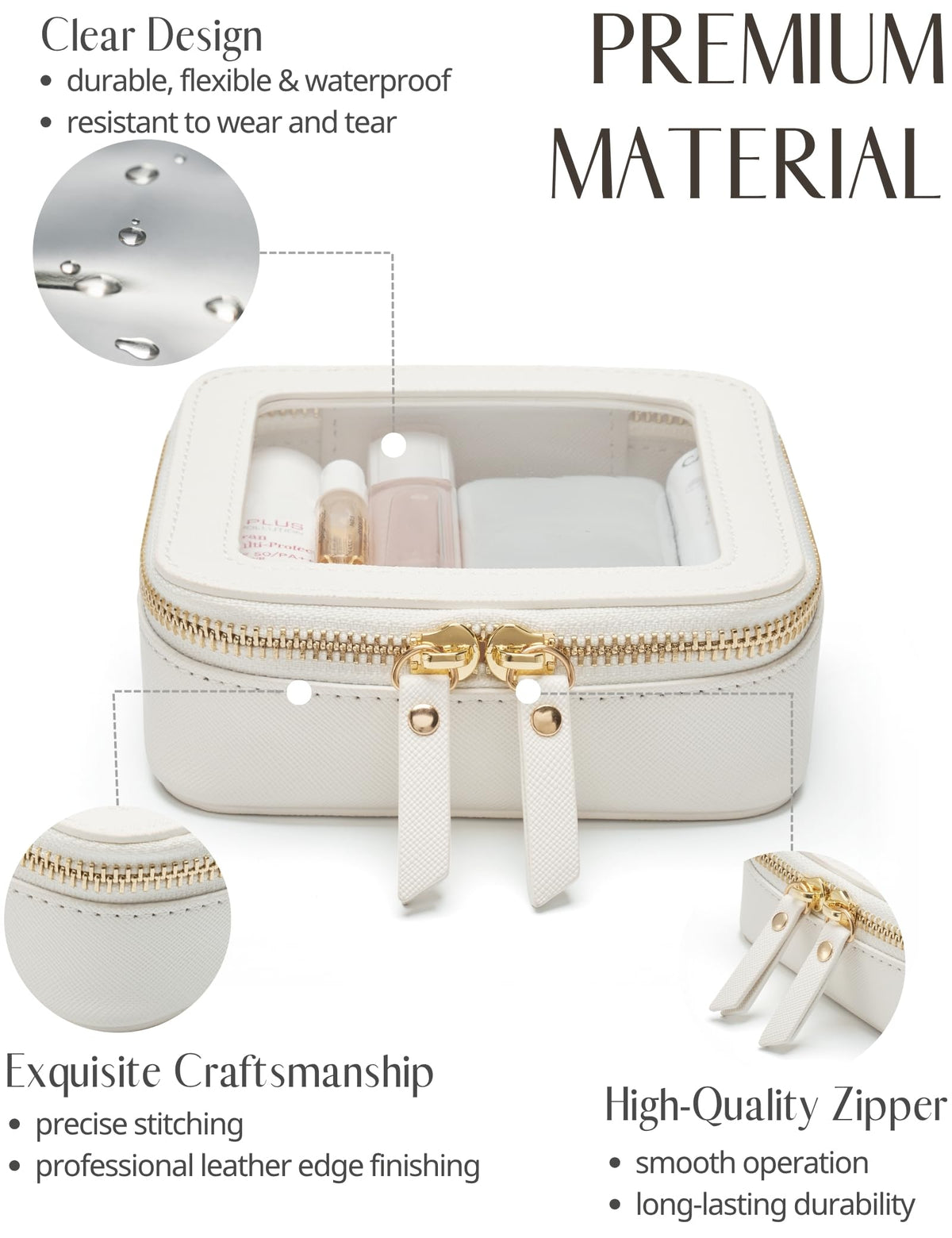 Interior of Popvibe Small Clear Makeup Bag showing space for essentials