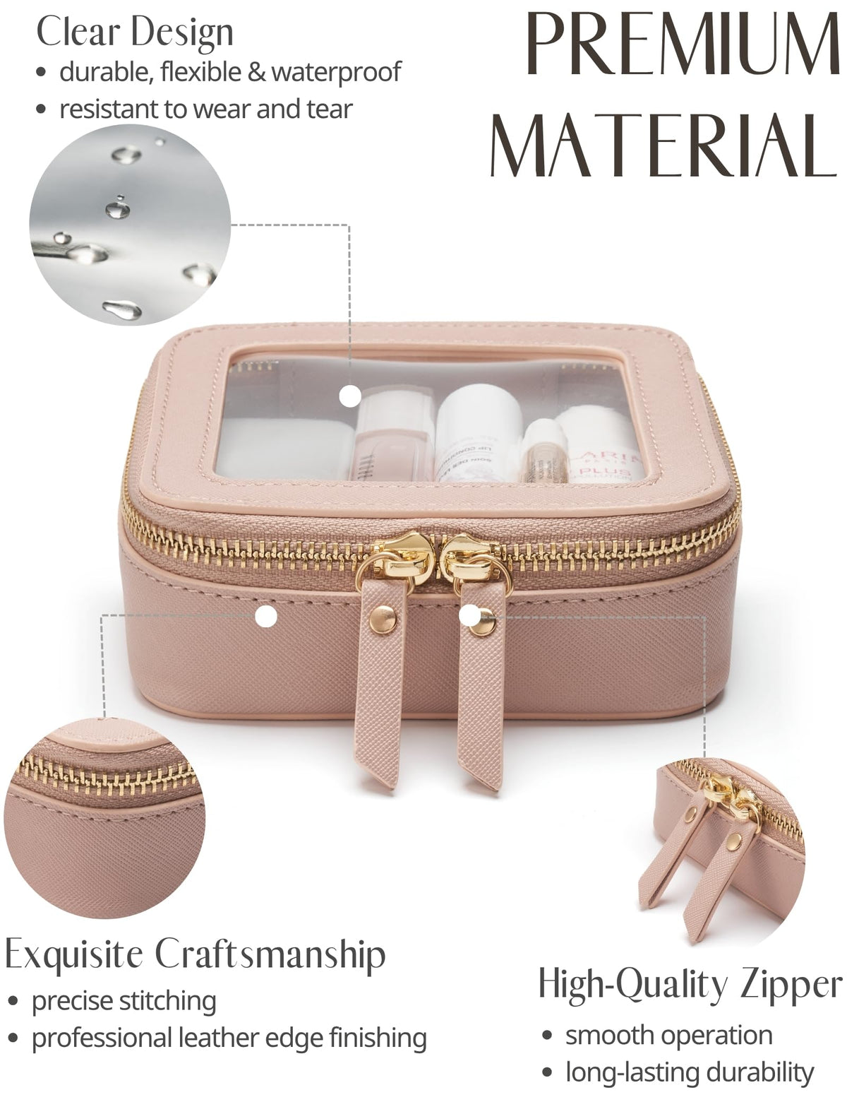 Interior of Popvibe Small Clear Makeup Bag showing space for essentials