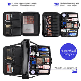 Interior of Relavel makeup case showcasing adjustable dividers