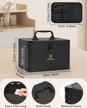 Interior of Relavel Travel Makeup Bag showing adjustable compartments