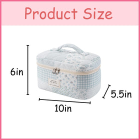 Interior of uekeboag large travel quilted makeup bag showing spacious compartments