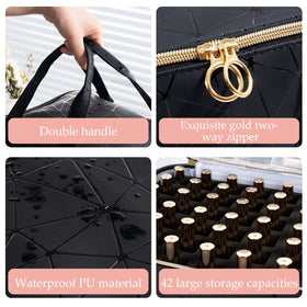Interior of Uross Nail Polish Organizer Bag with nail polish bottles