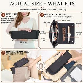 Interior view of BAREFOOT CARIBOU Hair Tools Travel Bag with storage pockets