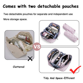Interior view of BOYATU travel makeup bag compartments