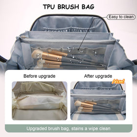 Interior view of BOYATU Travel Makeup Bag with organized cosmetics