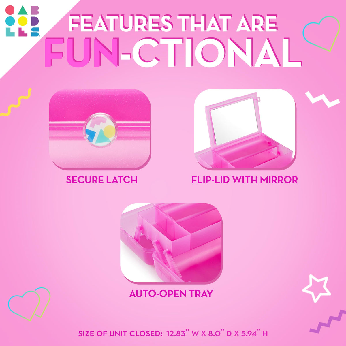 Interior view of Caboodles On-The-Go Girl Makeup Box showing compartments