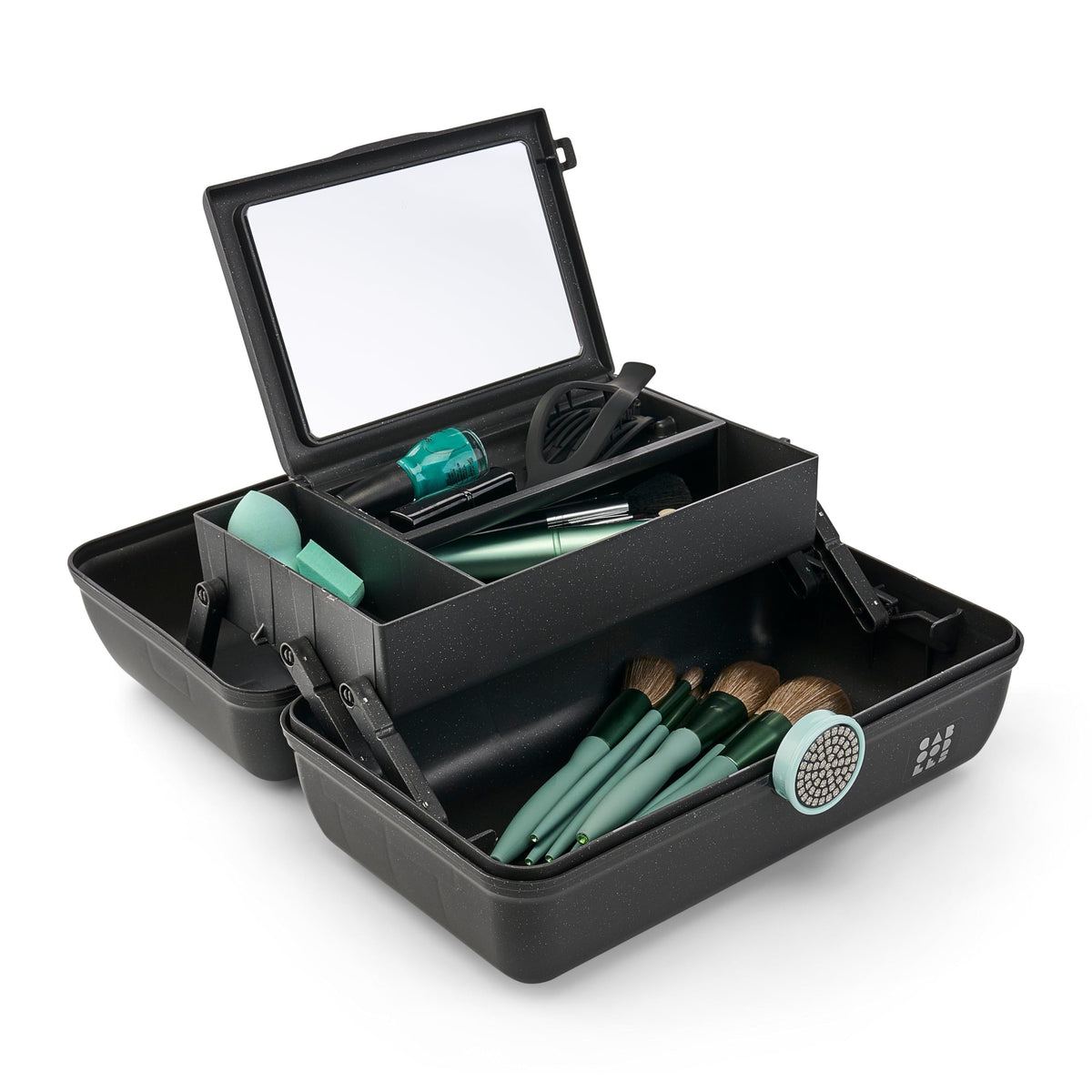 Interior view of Caboodles On-The-Go Girl Makeup Box showing compartments