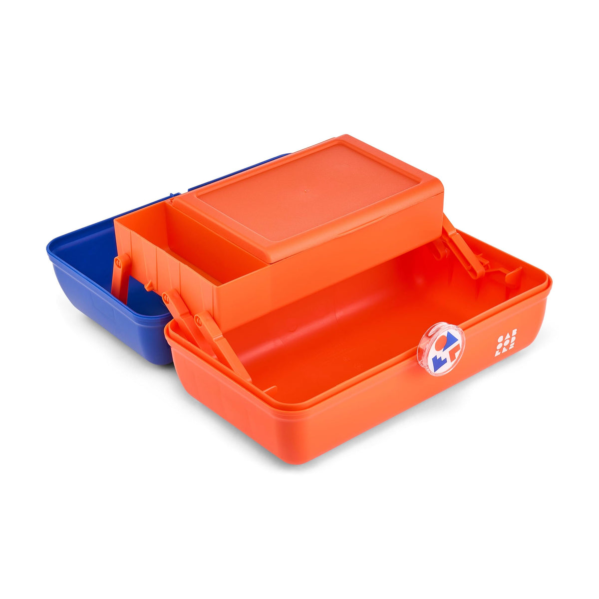 Interior view of Caboodles On-The-Go Girl Makeup Box showing compartments and mirror