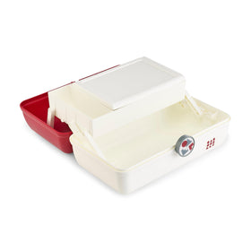 Interior view of Caboodles On-The-Go Girl Makeup Box showing compartments and mirror