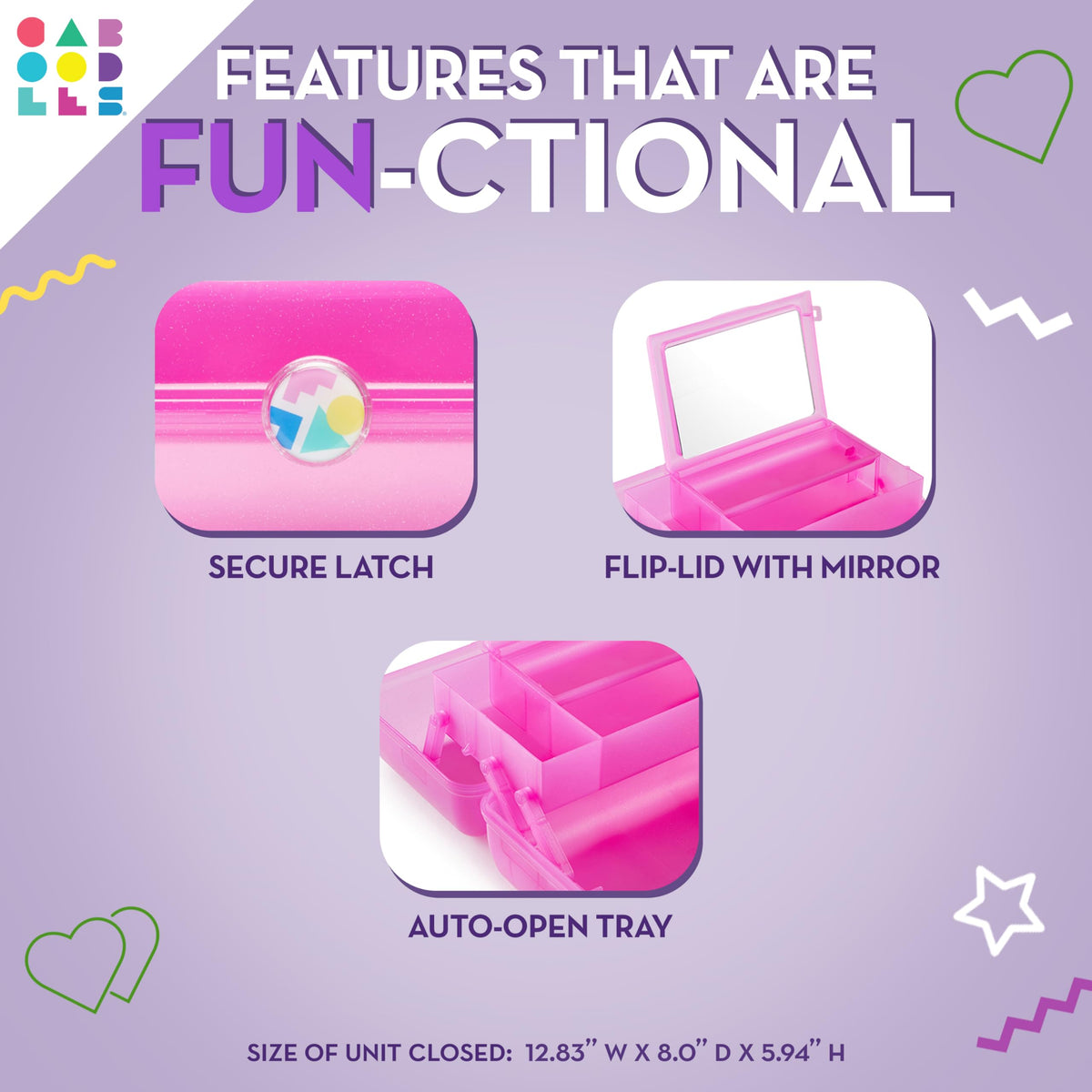 Interior view of Caboodles On-The-Go Girl Makeup Box showing compartments