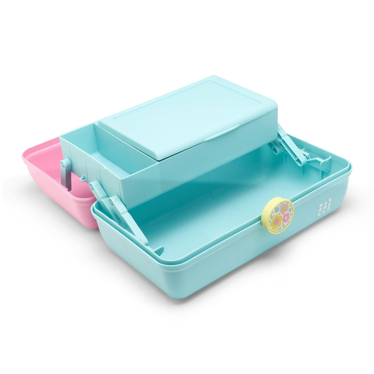 Interior view of Caboodles On-The-Go Girl Makeup Box showing compartments