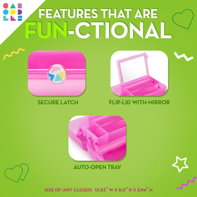 Interior view of Caboodles On-The-Go Girl Makeup Box showing spacious storage compartments