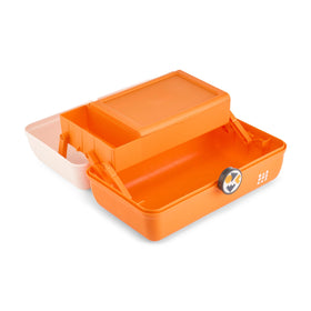 Interior view of Caboodles On-The-Go Girl Makeup Box showing storage compartments