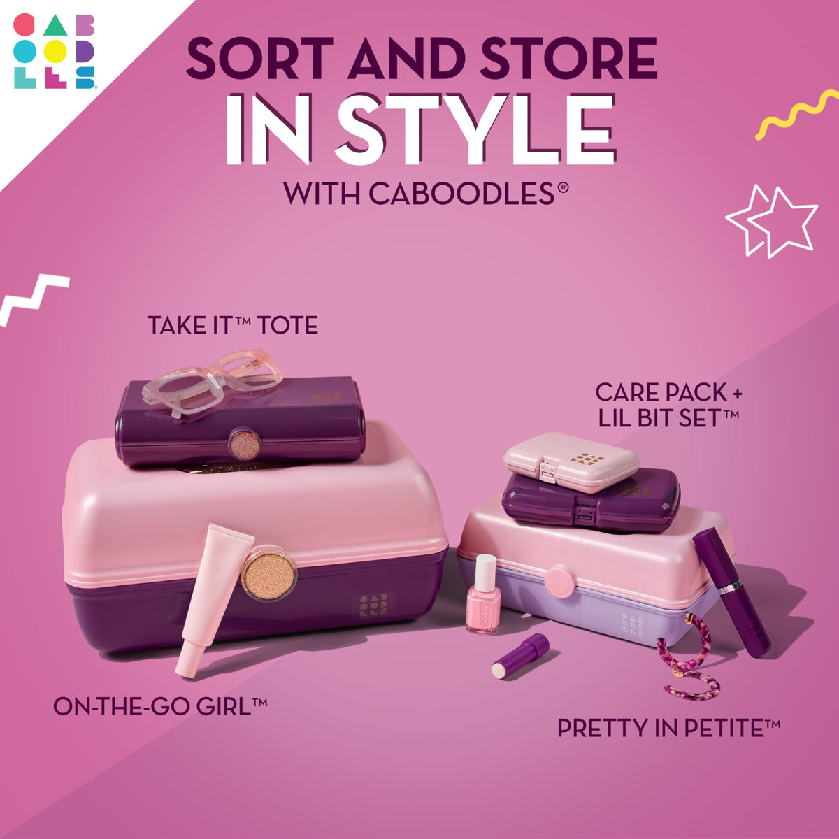 Interior view of Caboodles On-The-Go Girl Makeup Box with compartments